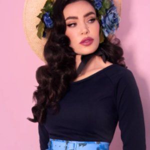 WILD WAYS VINTAGE TOP IN NAVY - VIXEN BY MICHELINE PITT